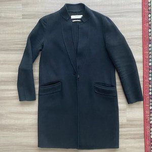 Zara Basics Outwear - Black Wool Coat in Medium